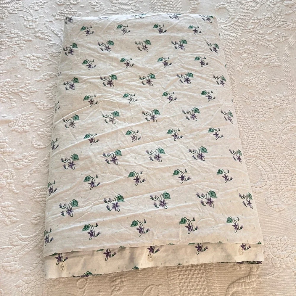 Vtg. Coming Home King Reversible Duvet Cover Floral‎ Cotton Made USA Cottagecore